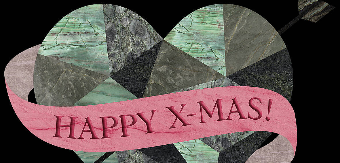 Stein herz mit X-Mas Schleife